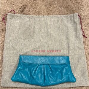Lauren Merkin Blue Pleated Clutch